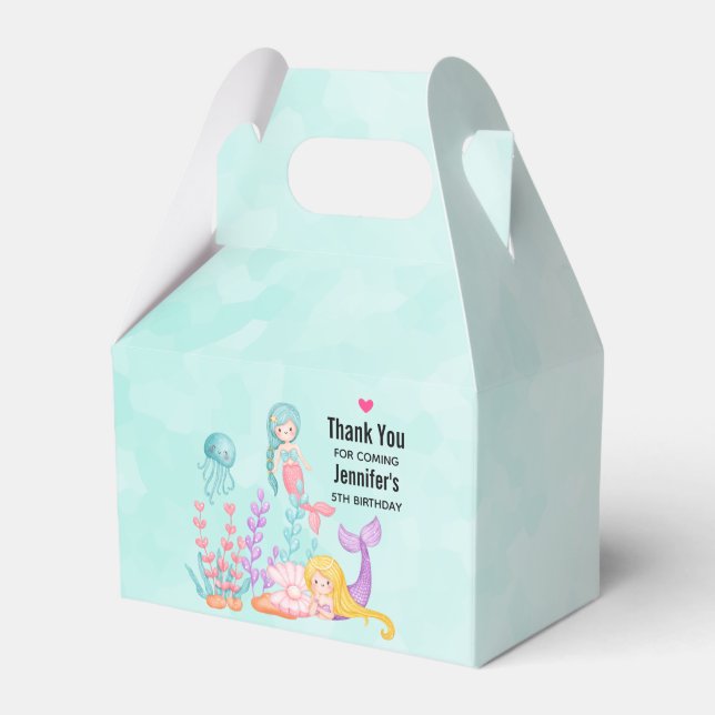Mermaids & Jellyfish Under the Sea Watercolor Favour Box (Front Side)