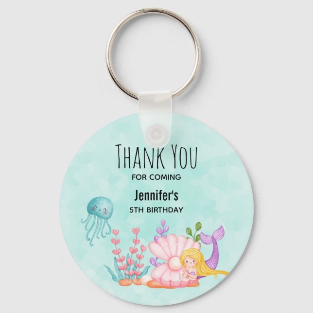 Mermaids & Jellyfish Under the Sea Watercolor Key Ring (Front)