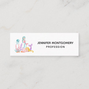 Mermaids & Jellyfish Under the Sea Watercolor Mini Business Card