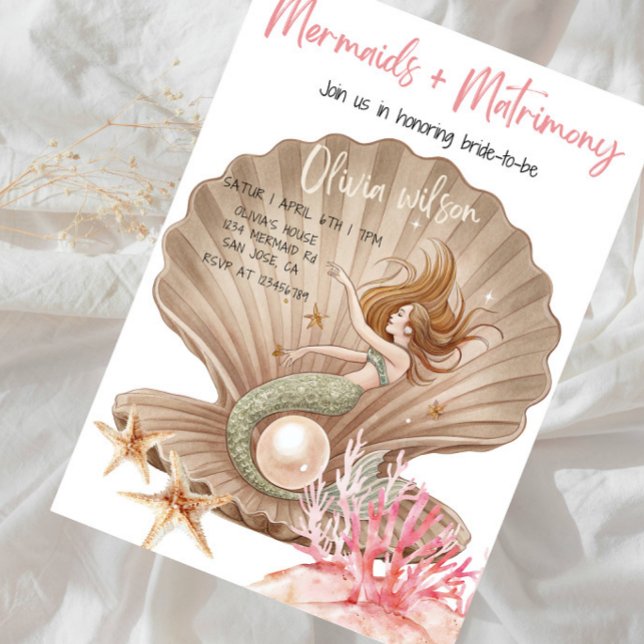 Mermaids + Matrimony Bridal Shower Party Invitation (Creator Uploaded)