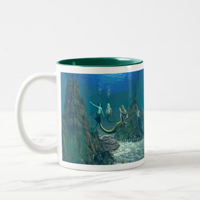 Mermaids Mélange 1 Two-Tone Mug (Left)