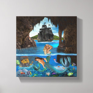 MERMAIDS OF THE PIRATE CAVE CANVAS PRINT