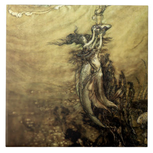 “Mermaids of the Rhine” by Arthur Rackham Ceramic Tile