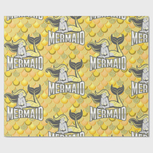 Mermaids Party Yellow Wrapping Paper