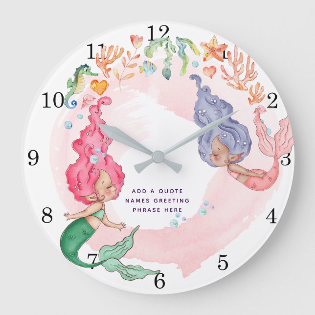 MERMAIDS Personalized Large Clock (Front)