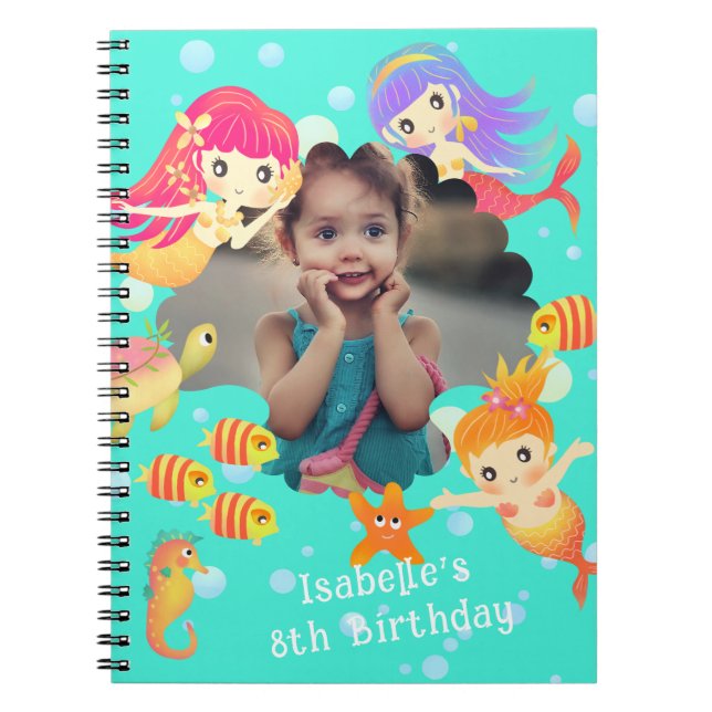 Mermaids Photo Aqua Notebook (Front)