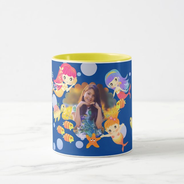 Mermaids Photo Blue Mug (Center)