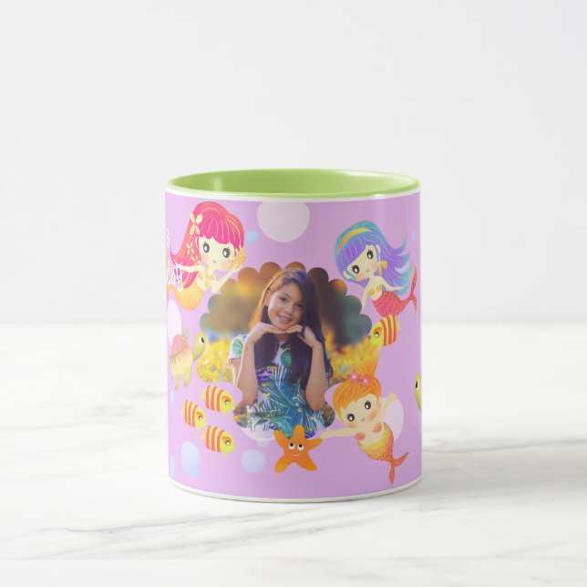 Mermaids Photo Pink Mug (Center)