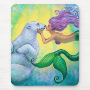 Mermaid's Polar Bear Kiss Mouse Pad