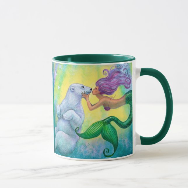 Mermaid's Polar Bear Kiss Mug (Right)