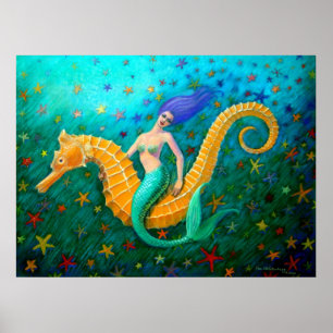 Mermaid's Ride- Magical Seahorse Poster