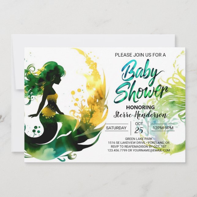 Mermaid's Sea Adventures: Baby Shower Invitation (Front)
