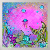 Mermaids & Sea Shells Pink Sparkly Birthday Party