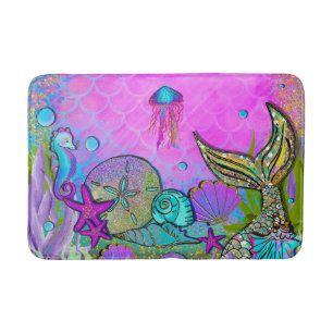 Mermaids & Sea Shells Under the Sea Sparkle Bath Mat
