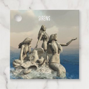 Mermaids statue. Customised Favour Tags