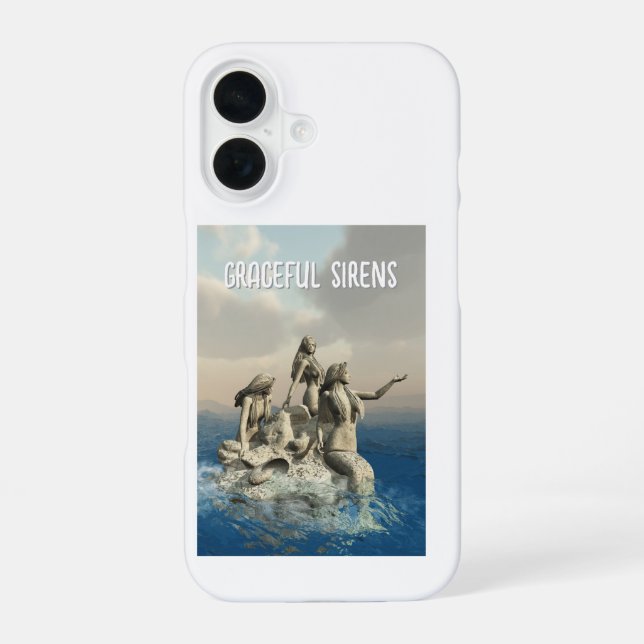 Mermaids statue. Customised iPhone 16 Case (Back)