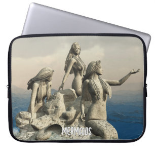 Mermaids statue. Customised Laptop Sleeve
