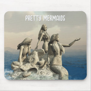 Mermaids statue. Customised Mouse Pad