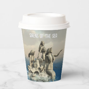 Mermaids statue. Customised Paper Cups
