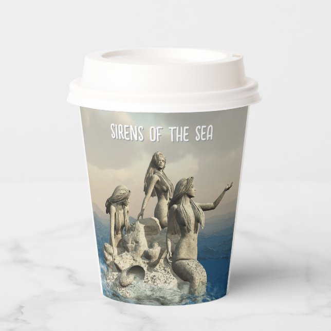 Mermaids statue. Customised Paper Cups (Front)