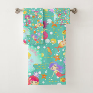 Mermaids Teal Bath Towel Set