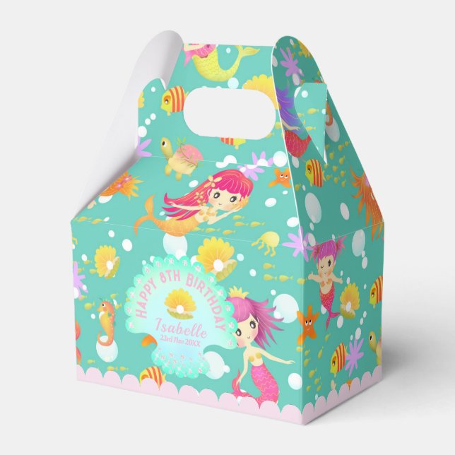 Mermaids Teal Tent Favour Box (Front Side)
