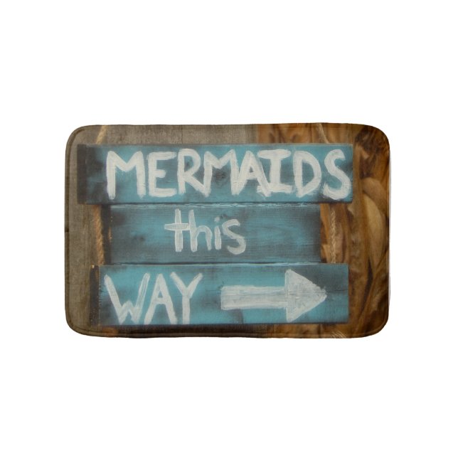 Mermaids This Way Beach Word Art Bath Mat (Front)