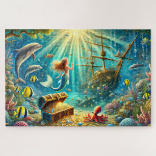 Mermaid's Treasure Cove Undersea Shipwreck Jigsaw Puzzle