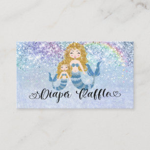 Mermaids Under the Sea Blue Blonde Diaper Raffle  Enclosure Card