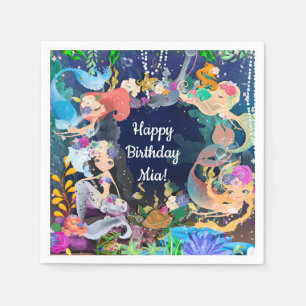 Mermaids Under the Sea Mermaid Bash Birthday Party Napkin