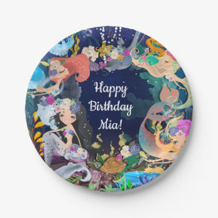 Mermaids Under the Sea Mermaid Bash Birthday Party Paper Plate