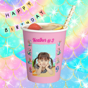 Mermaids Under the Sea Photo Kids Birthday Party  Paper Cups