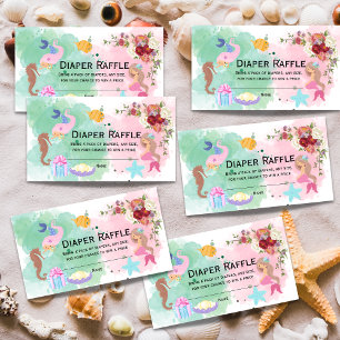 Mermaids Under The Sea Shower Diaper Raffle  Enclosure Card