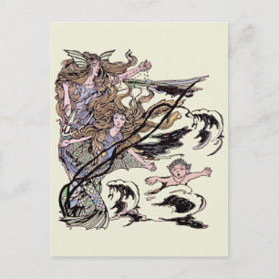Mermaids Vintage Victorian Illustration Postcard