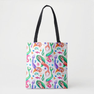 Mermaids Watercolor: Seamless Oceanic Pattern Tote Bag