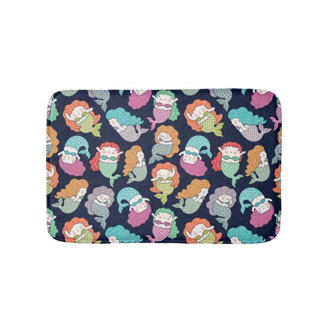 Mermaids: whimsical seamless pattern. bath mat (Front)