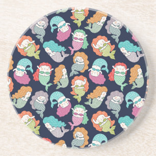 Mermaids: whimsical seamless pattern. coaster