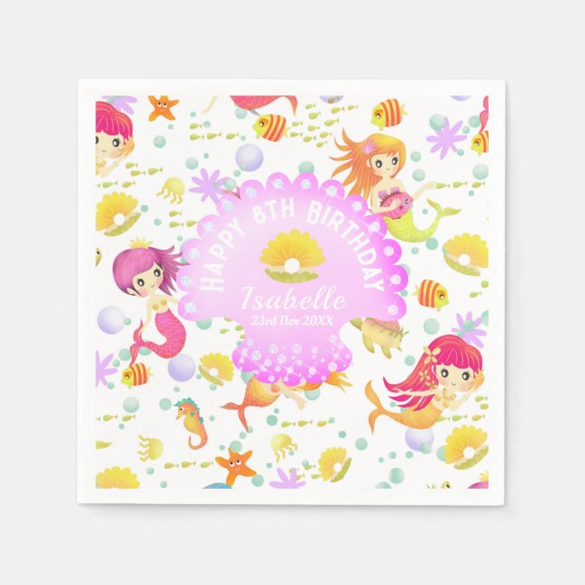 Mermaids White Napkin (Front)