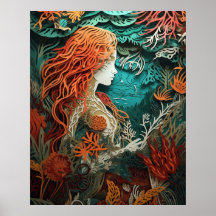 Mermaids with 3D effect paper cut 