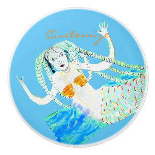 Mermaids with Dreadlocks Thunder_Cove Ceramic Knob
