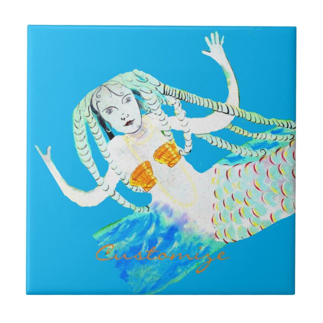 Mermaids with Dreadlocks Thunder_Cove Ceramic Tile (Front)