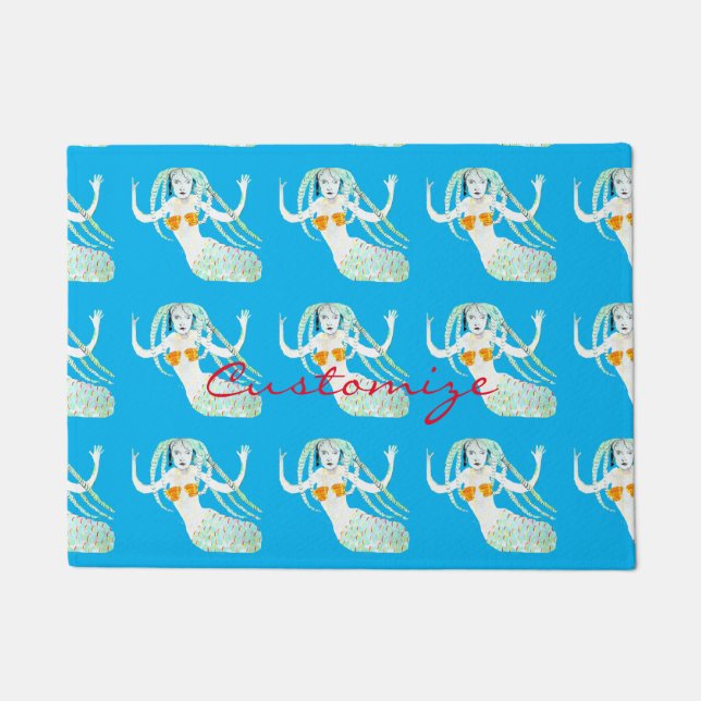 Mermaids with Dreadlocks Thunder_Cove Doormat (Front)