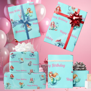 Mermaids Wrapping Paper Kids Birthday Party