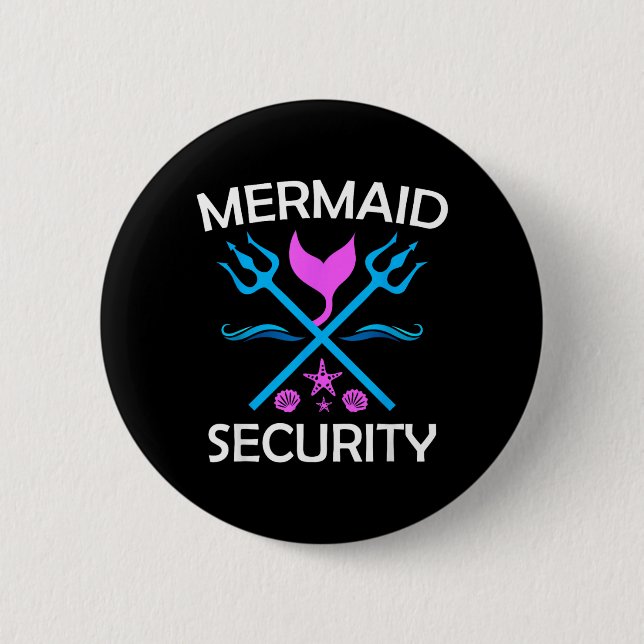Merman Mermaid Security 6 Cm Round Badge (Front)