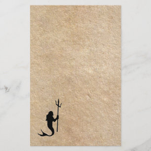 Merman on old parchment stationery