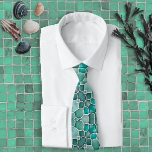 Merman Sea-Glass Green Teal & Aqua Ocean Themed Tie
