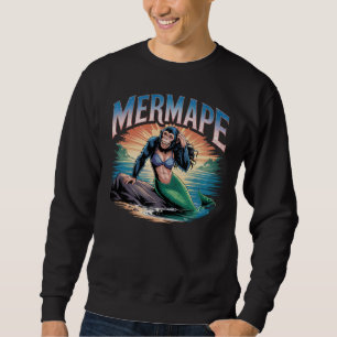 Mermape Illustration – Mermaid Ape Funny Animal Sweatshirt