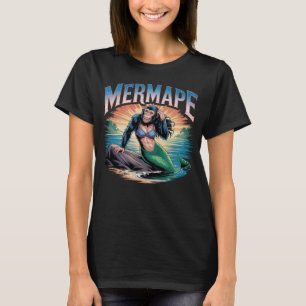 Mermape Illustration – Mermaid Ape Funny Animal T-Shirt