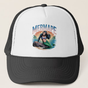 Mermape Illustration – Mermaid Ape Funny Animal Trucker Hat