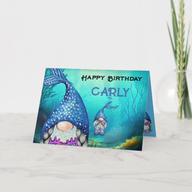 Mermazing Birthday Gnomes  Card (Front)